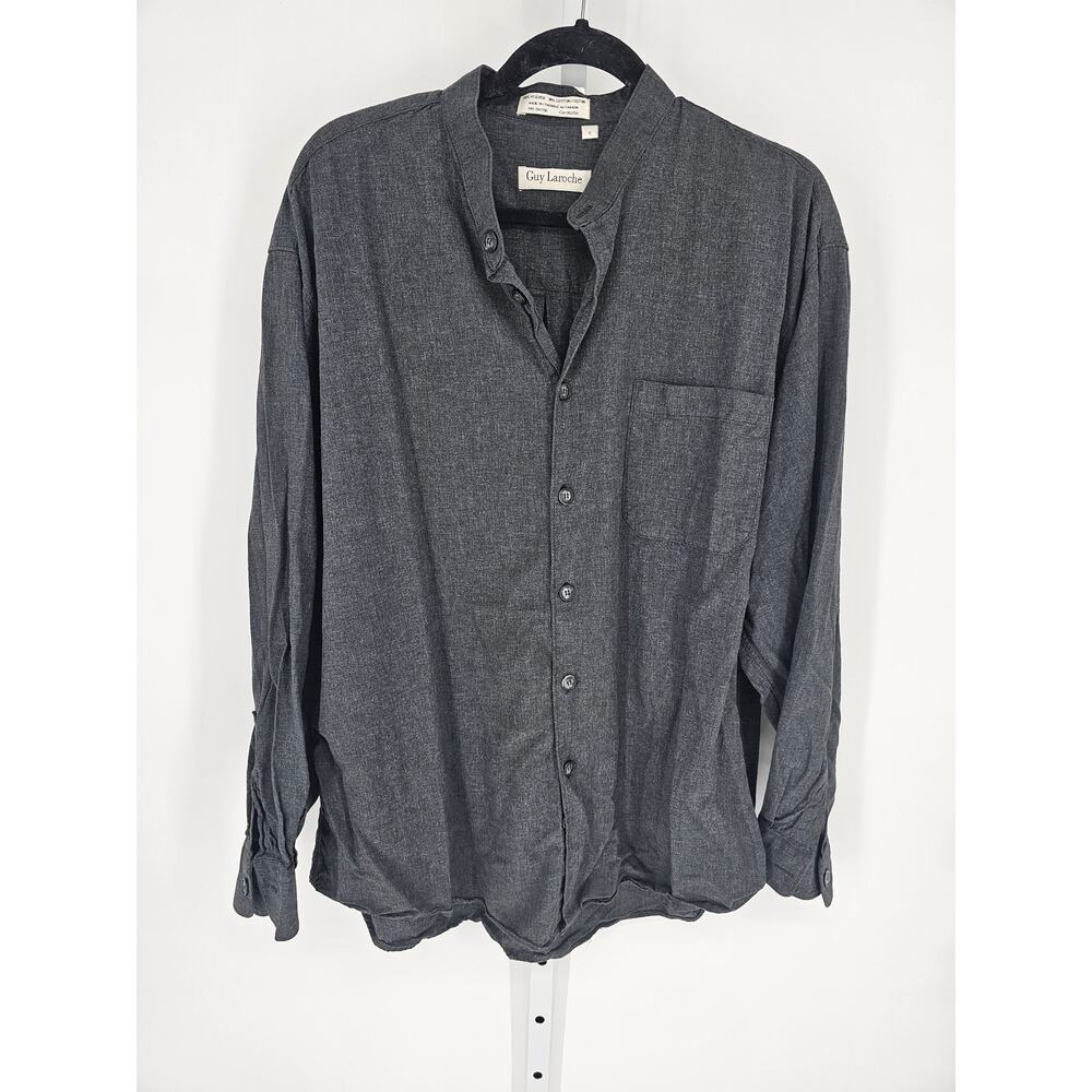 Guy Laroche Men's Long Sleeve Gray Button Down Round Neck Casual Shirt Size 1X